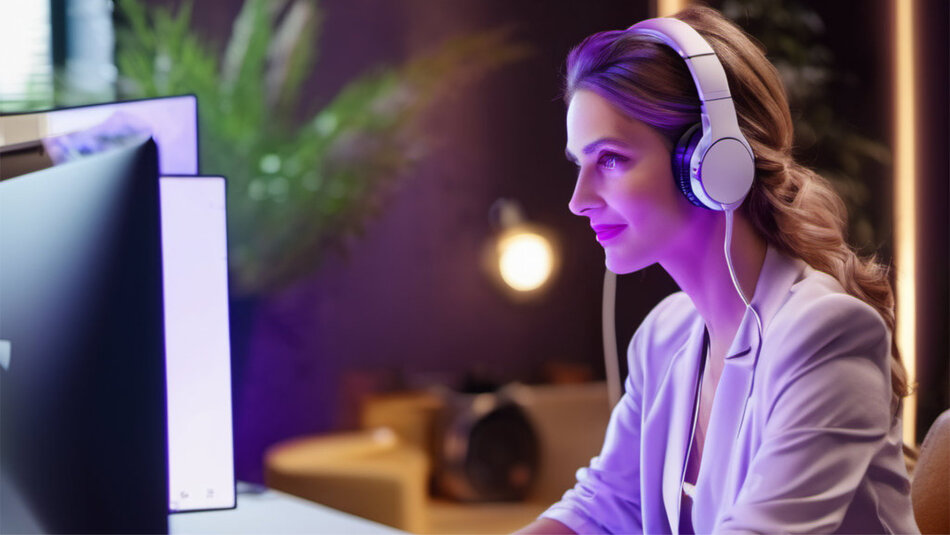 Frau_Headset